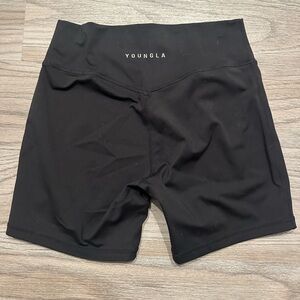 YOUNGLA Black High-Waist Shorts